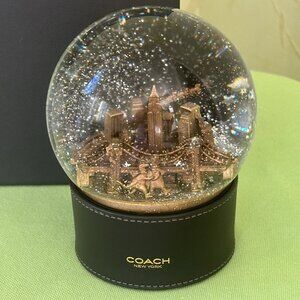 COACH SNOW GLOBE WITH REXY AND SNOWMAN:NIB BLACK/BRASS CCT00